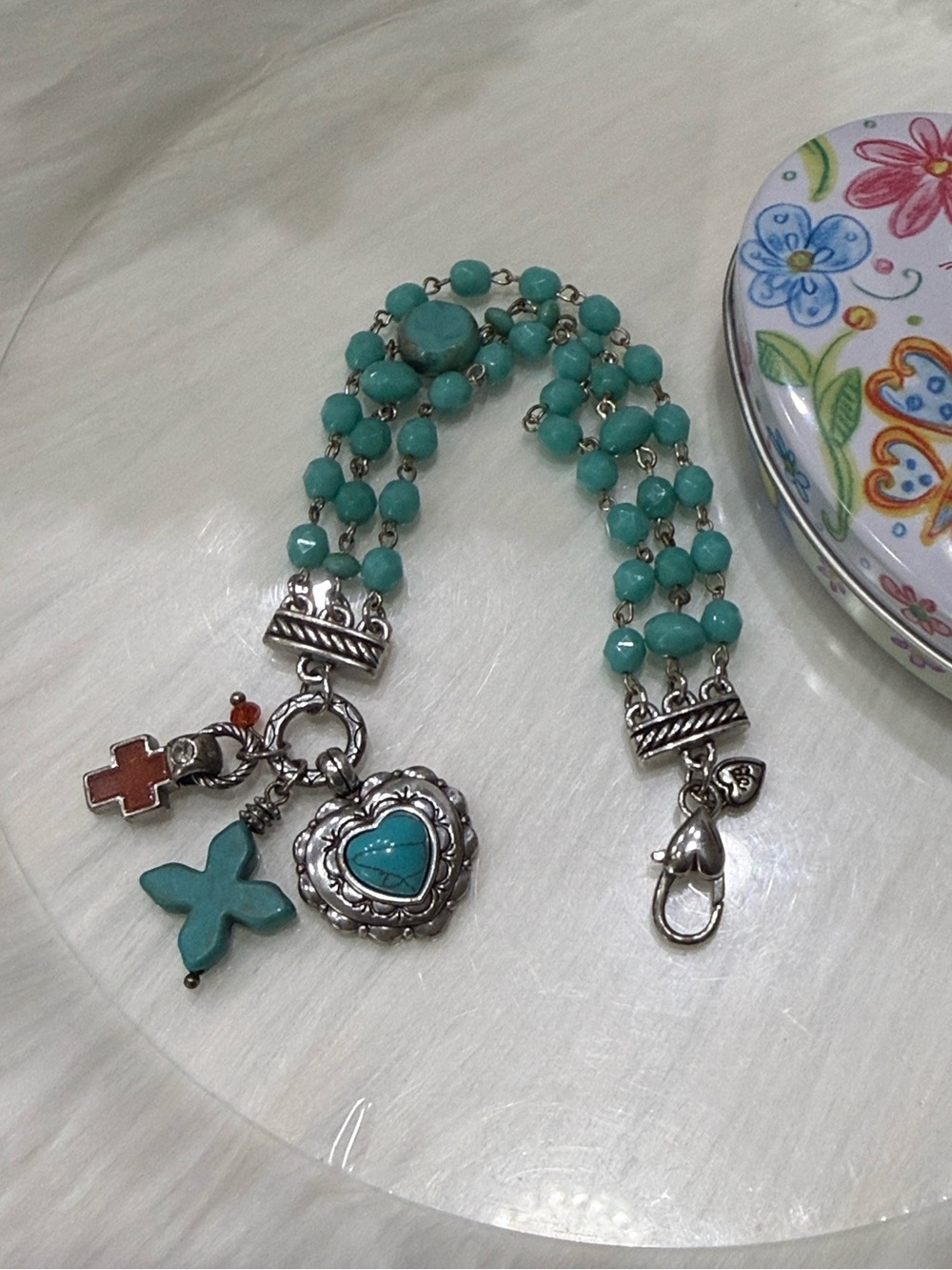 🩵 Brighton Southwest Turquoise Charm Bracelet with Silver Accents - Picture 3 of 3